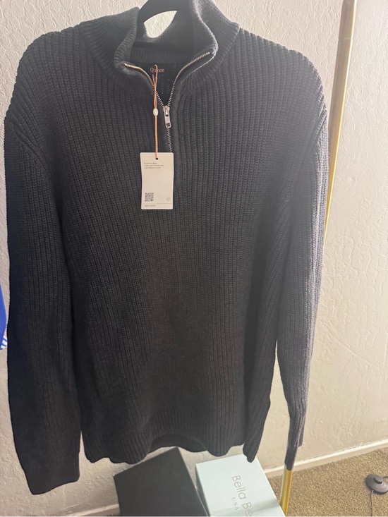 Quince Other - Quince Men's Zip-Front Ribbed Sweater - quarter zipped charcoal XL